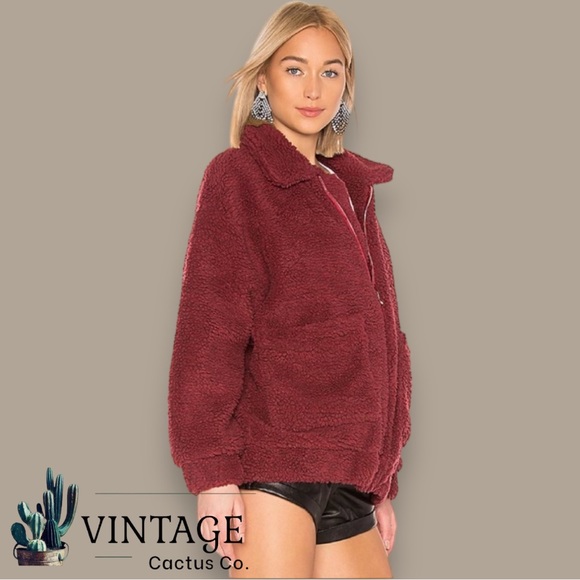 I.AM.GIA | Pixie Pile Fleece Teddy Coat- Brick Red/Burgundy EXCELLENT CONDITION - Picture 3 of 8